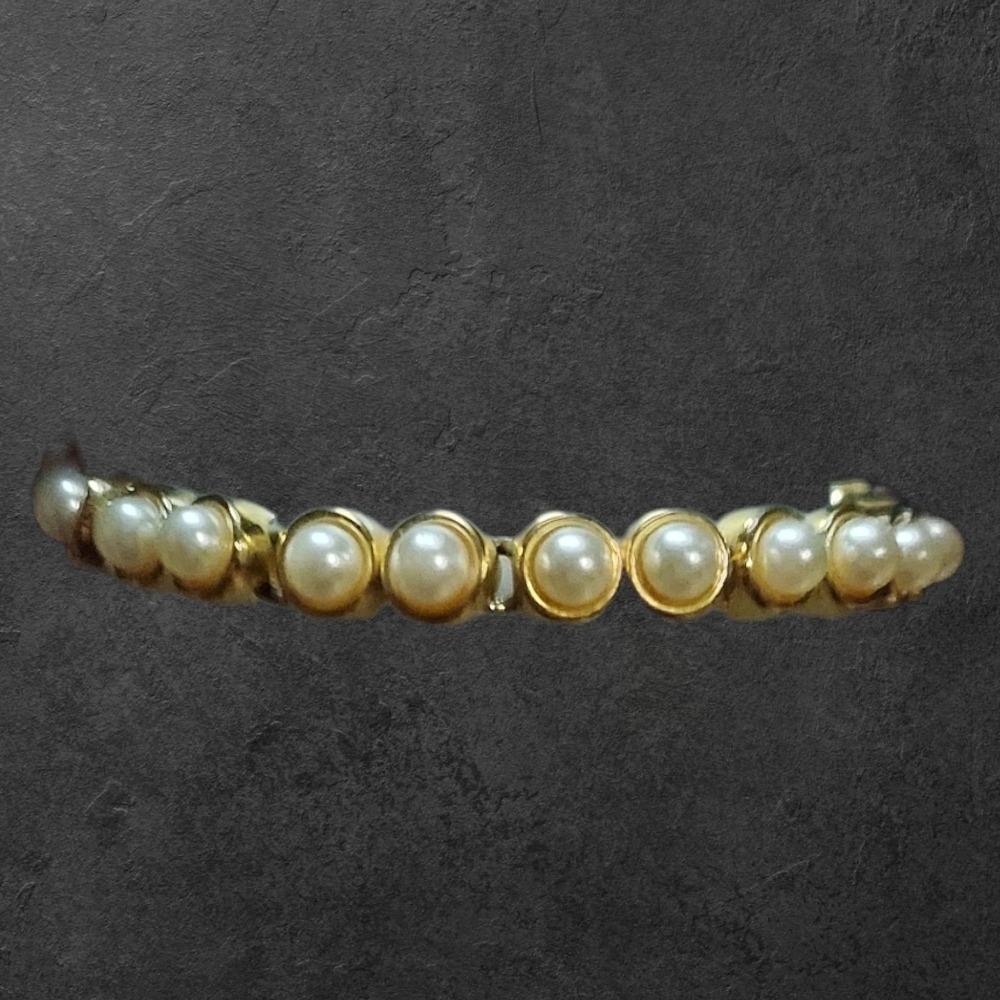 Gold and Pearl Bracelet Signed MOD